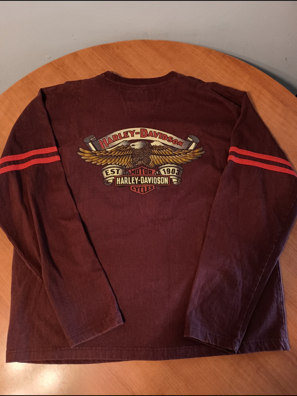 Harley Davidson Vintage Long Sleeve Shirt Mens XL Maroon Eagle 2004 Heavy Duty